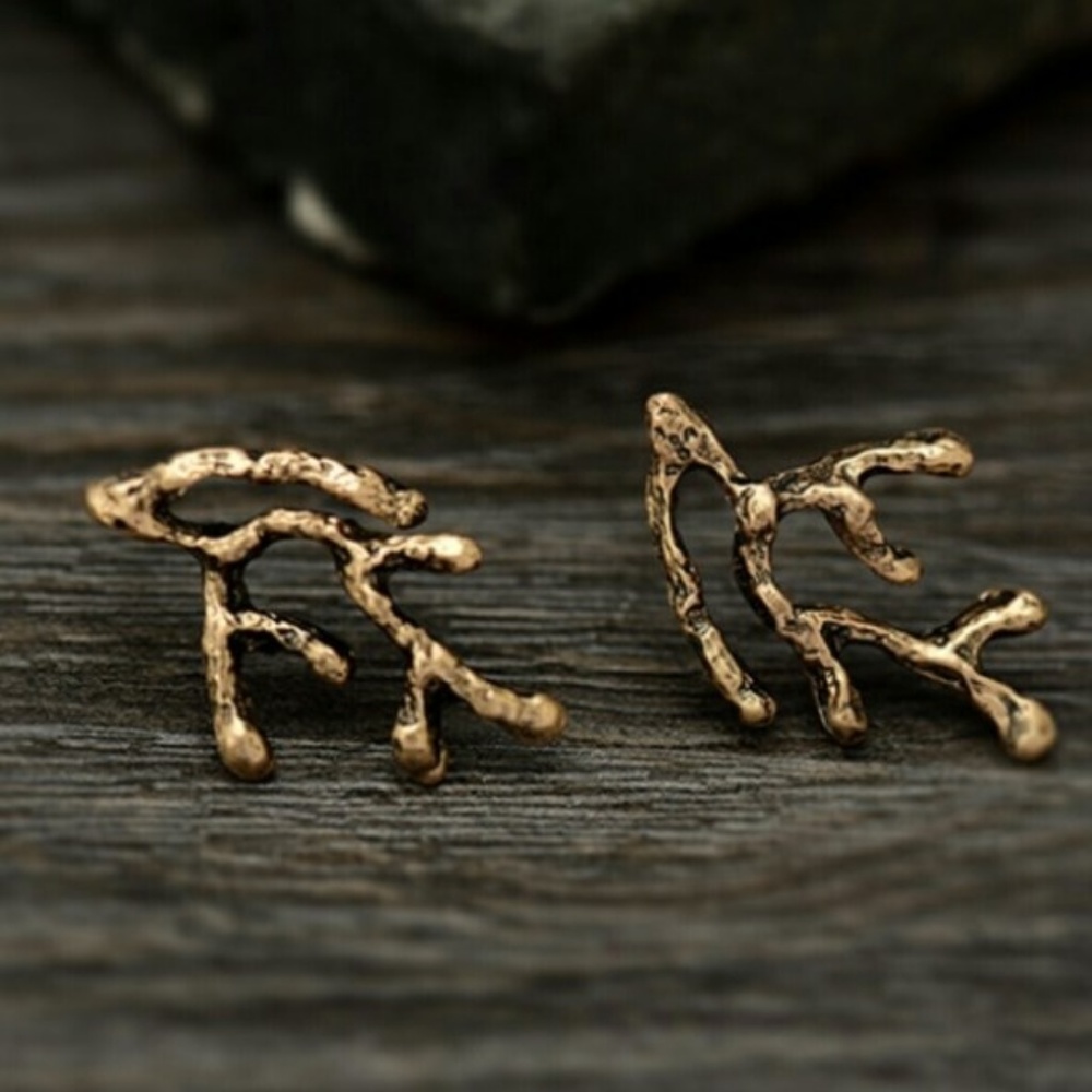 NWT Gold Plate Coral Branch Studs - Picture 3 of 4